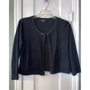 Nina Leonard Black Cardigan with Silver Accents